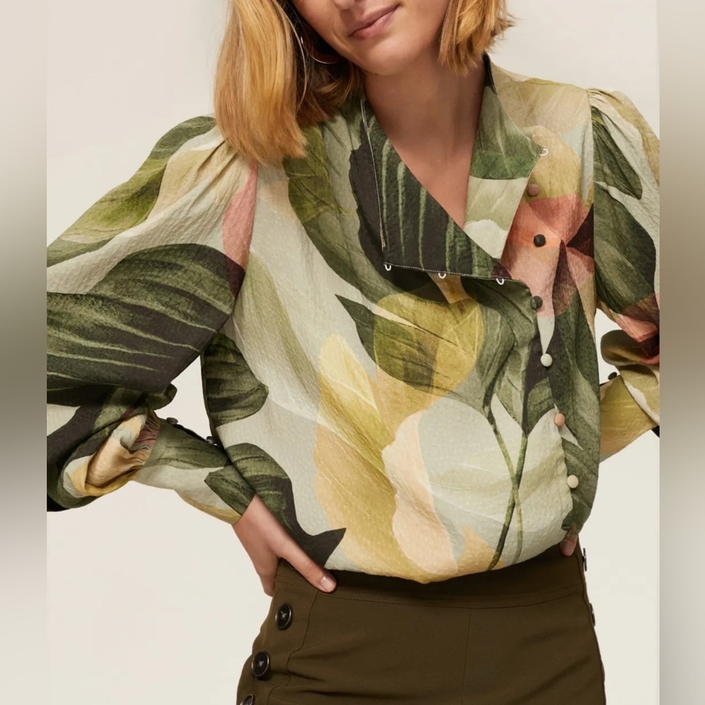 Ted Baker Emilee Leaf Print Top - Picture 2 of 15